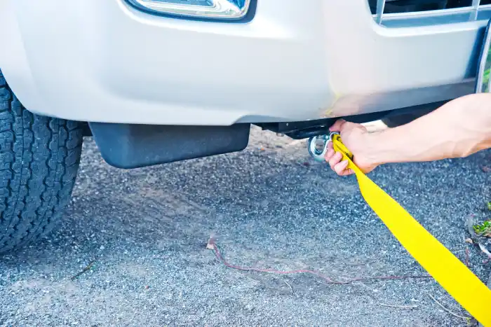 What Safety Precautions Should Be Followed While Towing Without Tow Hooks